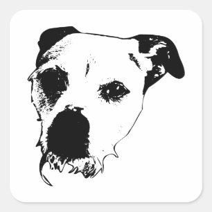 Fett-Terrier-Mix-Nah-Up-Portrait-Aufkleber Quadratischer Aufkleber