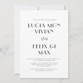 Fett Text Schwarz und Weiß Chic Moderne Hochzeit Einladung