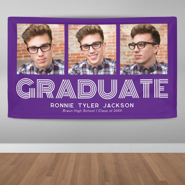 Fett Trendy 3 Graduate Foto Abschluss Banner (Von Creator hochgeladen)
