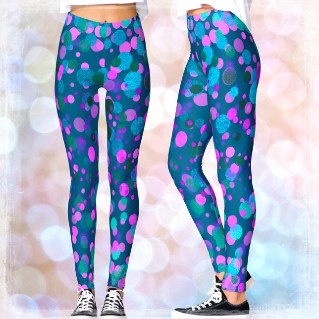 Fett türkis lila rosa Glitzer Konfetti aquamarin Leggings (Von Creator hochgeladen)