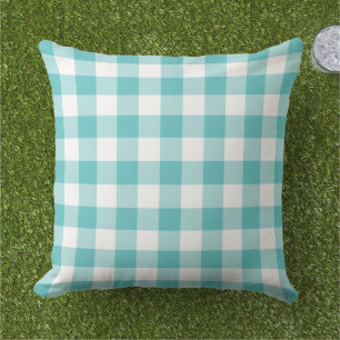 Fett Türkis Weiß Gingham Kariert Gestreift Kissen