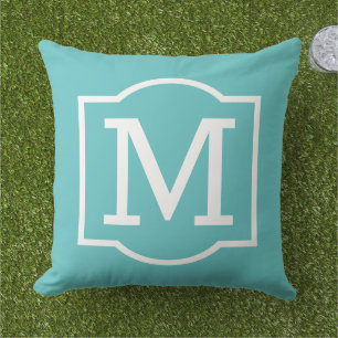 Fett Türkis Weiß Klammer Monogramm Kissen