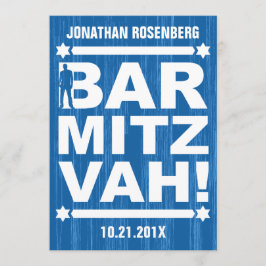 Fett Typ Bar Mitzvah Einladung in Blau