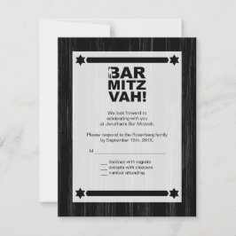 Fett Typ Bar Mitzvah UAWG Repcard in Schwarz Einladung