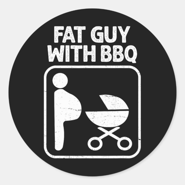 Fett Typ mit Grillen Runder Aufkleber (Vorderseite)