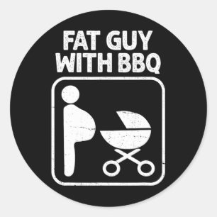 Fett Typ mit Grillen Runder Aufkleber