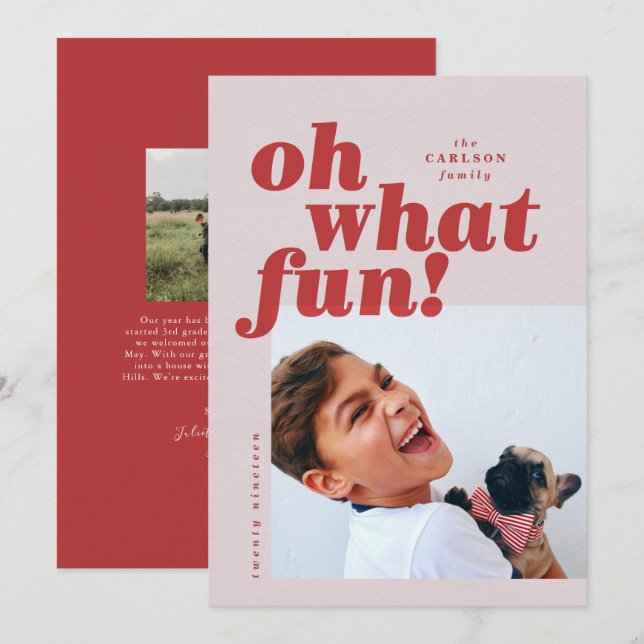 Fett Typografie Colorblock Foto Weihnachtskarte Einladung (Vorne/Hinten)