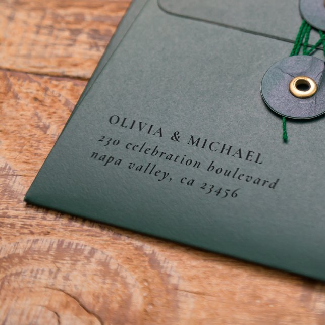 Fett Typografie Custom Text Rücksendeadresse Weddi Permastempel (Rubber Stamp Mock-up)