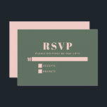 Fett Typografie Einfaches rosa grünes Bat Mitzvah  RSVP Karte<br><div class="desc">Dicke Typografie Blush Pink und Forest Green Moderne Minimalistische Bat Mitzvah RSVP Card</div>