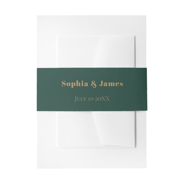Fett Typografie Emerald Green Gold Minimal Wedding Einladungsbanderole (Vorderseite Beispiel)