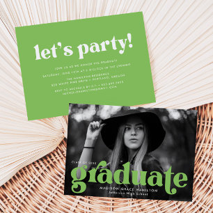 Fett Typografie Lime Green Foto Graduation Party Einladung