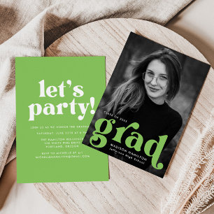 Fett Typografie Lime Green Foto Graduation Party Einladung