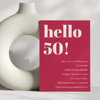 Fett Typografie Magenta Red Ivory Modern Geburtsta Einladung