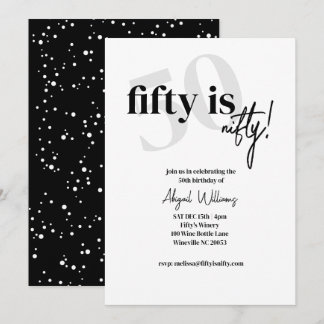 Fett Typografie mit Kalligrafie 50 Nifty Geburtsta Einladung