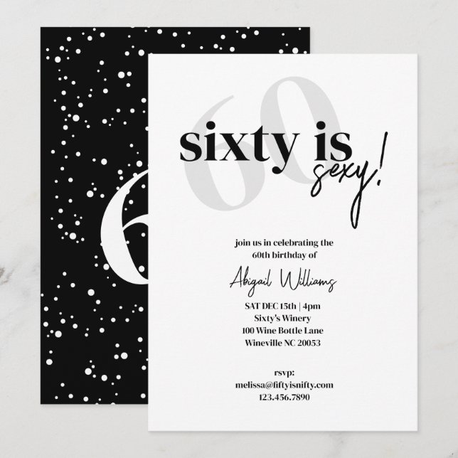 Fett Typografie mit Kalligrafie 60 ist Sexy Geburt Einladung (Vorne/Hinten)
