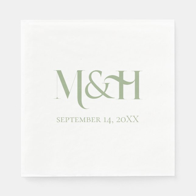 Fett Typografie Moderne Hochzeitssage Grün Serviette (Vorderseite)
