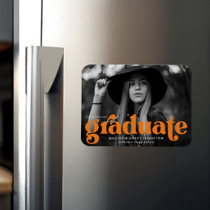 Fett Typografie Orange Foto Abschluss Magnet