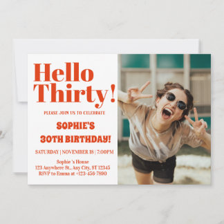 Fett Typografie Orange Moderne 30. Geburtstag Einladung