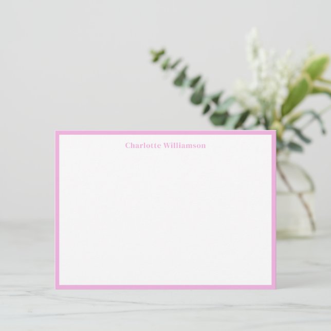 Fett Typografie Personalisiert Name Pink Border Dankeskarte (Stehend Vorderseite)
