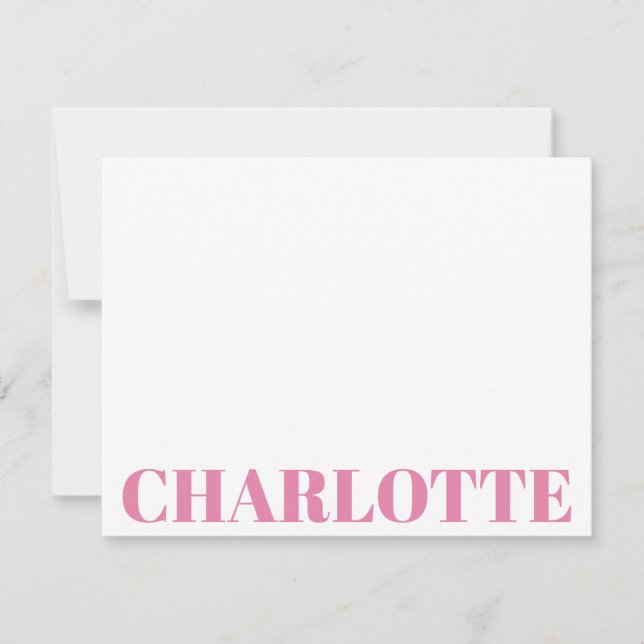Fett Typografie Personalisiert Pink Name Mitteilungskarte (Vorderseite)
