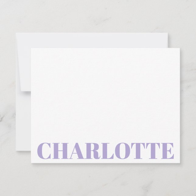 Fett Typografie Personalisierter Lavendelname Mitteilungskarte (Vorderseite)