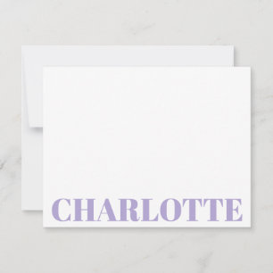 Fett Typografie Personalisierter Lavendelname      Mitteilungskarte