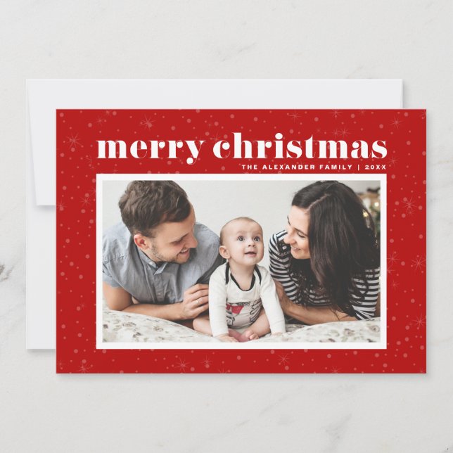Fett Typografie Red Merry Weihnachten Foto (Vorderseite)