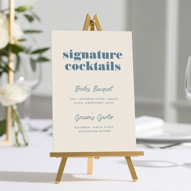 Fett Typografie Signature Cocktail Wedding-Zeichen (Bold Typography Signature Cocktail Bar Wedding Sign)