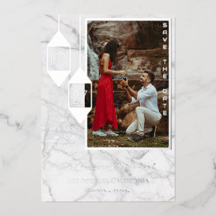Fett Typografie Weißmarmor Foto Minimal Folieneinladung