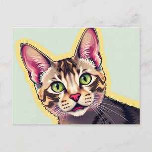 Fett und farbenfroh Devon Rex Cat Modern Postkarte