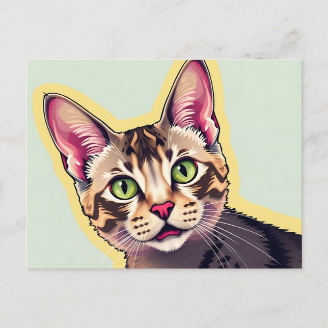 Fett und farbenfroh Devon Rex Cat Modern Postkarte (Vorderseite)