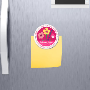 Fett und hell Fuchsia Pink Save the Date floral Magnet