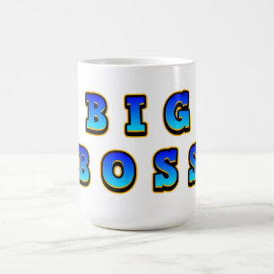 Fett und lebendig großer Boss-Text in dynamischem Kaffeetasse