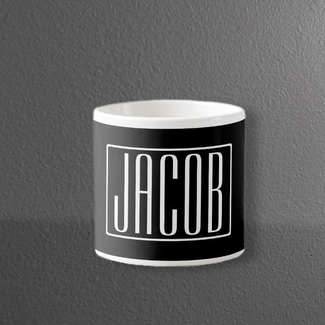Fett und modern Ihr Name oder Wort | Schwarz weiß Espressotasse (Von Creator hochgeladen)