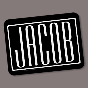 Fett und modern Ihr Name oder Wort   Schwarz weiß Magnet