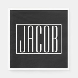 Fett und modern Ihr Name oder Wort | Schwarz weiß Serviette