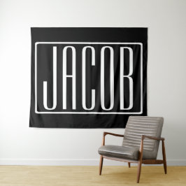 Fett und modern Ihr Name oder Wort | Schwarz weiß Wandteppich