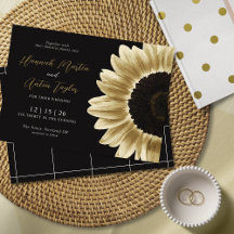 Fett und modern Schwarz-Gold-Sonnenblumen-Einladun