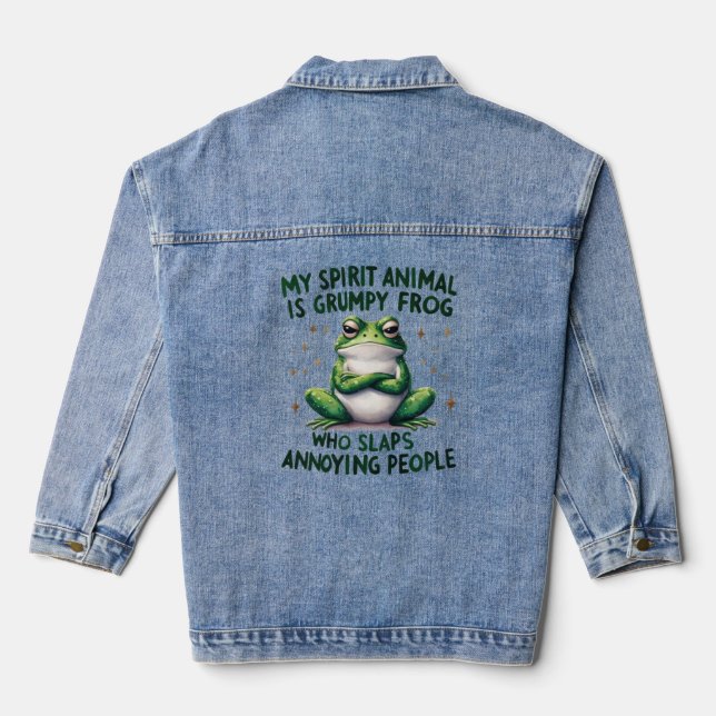 Fett- und Sassy-Frog-Zitat Grafisch Jeansjacke (Rückseite)