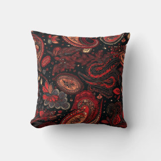 Fett und schön rotes Paisley Muster Kissen