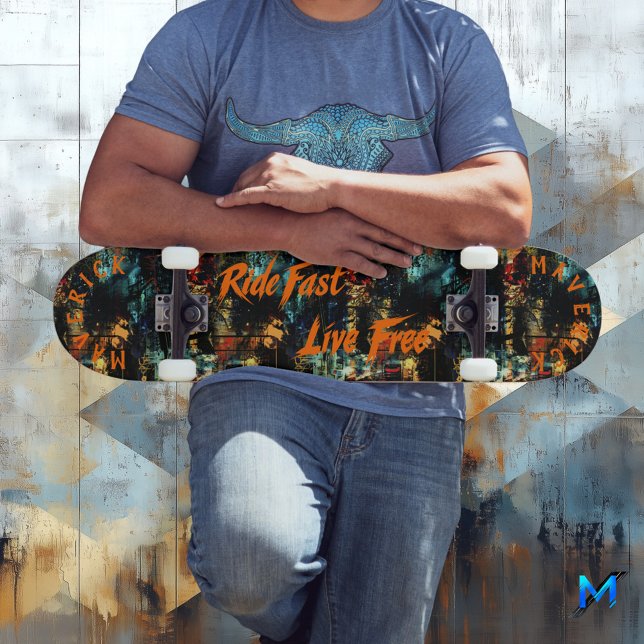 Fett Urban Graffiti & Orange Ride Fast Live Free Skateboard (Von Creator hochgeladen)