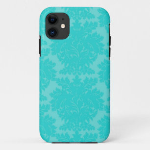 fett verziertes aquablaues Damastmuster Case-Mate iPhone Hülle