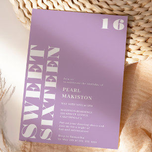 Fett weißer Lavendel süß 16 Geburtstag Einladung