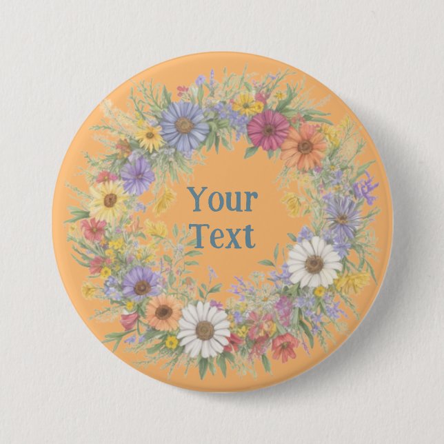 Fett Wildblume Wreath Lapel Statement Piece Button (Vorderseite)