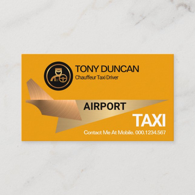 Fett Yellow Atemberaubend Gold Jet Airport Taxitre Visitenkarte (Vorderseite)