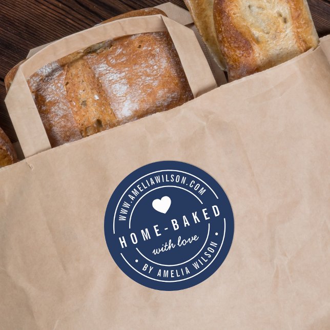 Fett Zuhause gebacken mit Liebe Herz Runder Aufkleber (Von Creator hochgeladen)