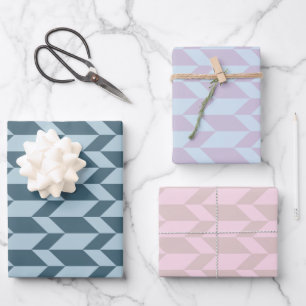 Fett zwei Tonarme Zickzack Strickfarben Geschenkpapier Set