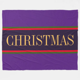 Fett Zwei-Tone-Lila-Rot-Grün-CHRISTMAS Streifen Fleecedecke