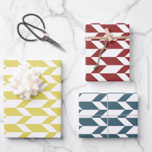 Fett-Zwei-Tonen-Pfeil Zickzack Streifen Primär & W Geschenkpapier Set