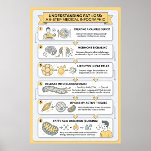 Fettabbau: Eine 6-Schritte-Medizinische Infografik Poster